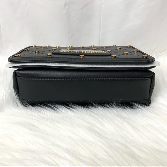 LOVE Moschino Borsa PU Nero Vegan Leather Studded Black Crossbody Bag NWT - Picture 10 of 15